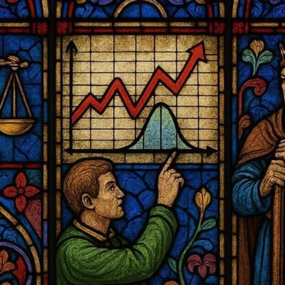 Vidriera gótica sobre el principio de reversión a la media y perseverancia